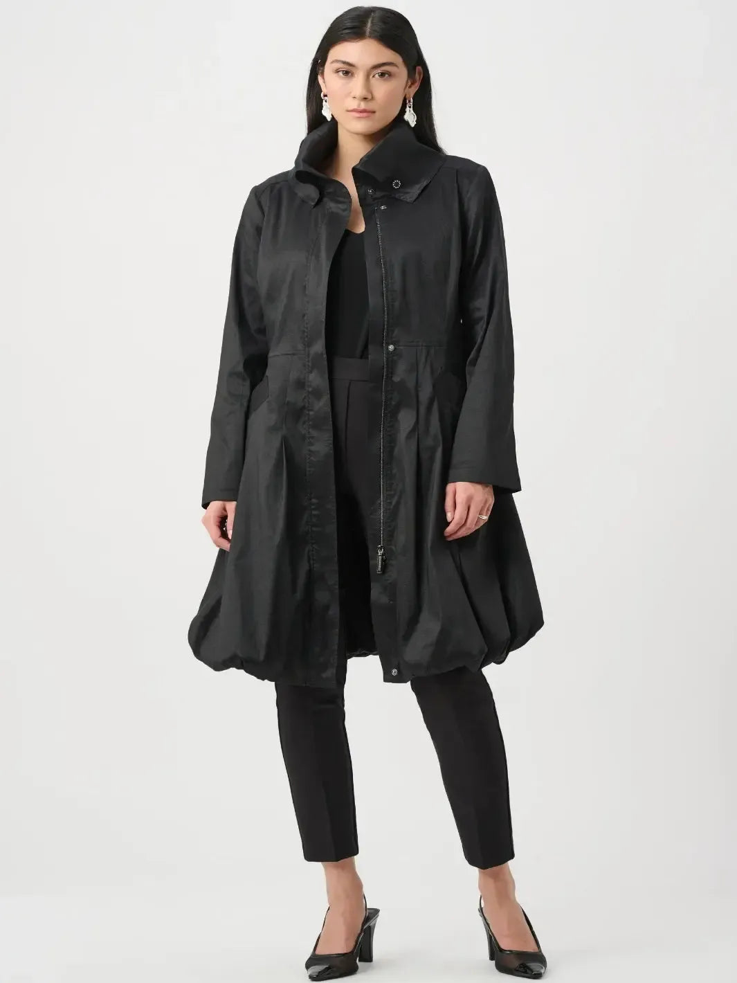 Joseph Ribkoff Taffeta Tie Waist Coat In Black 263911-Nicola Ross