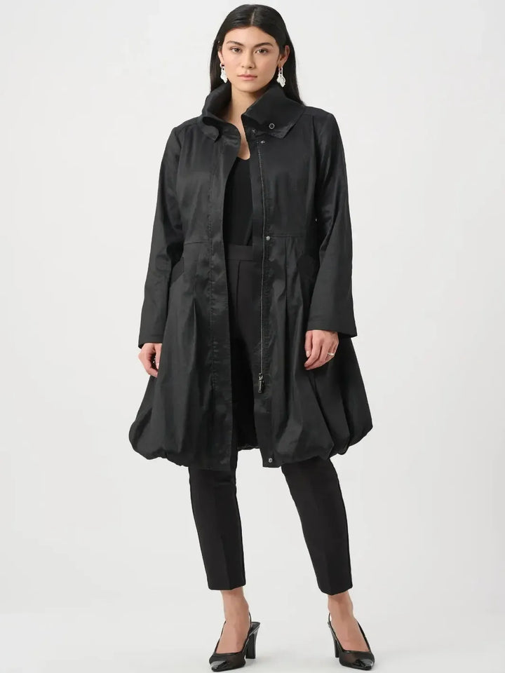 Joseph Ribkoff Taffeta Tie Waist Coat In Black 263911-Nicola Ross