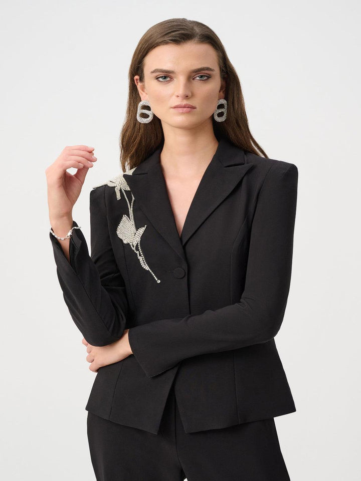 Joseph Ribkoff Tailored Embellished Blazer In Black 263745-Nicola Ross