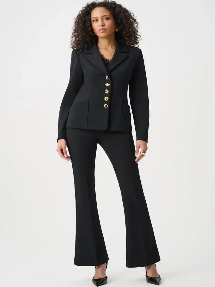 Joseph Ribkoff Tailored Gold Button Blazer In Black 263151-Nicola Ross