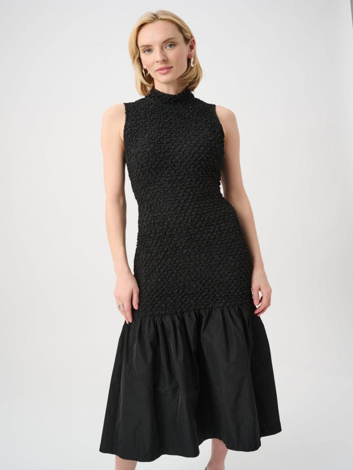 Joseph Ribkoff Textured Midi Dress In Black 263133-Nicola Ross