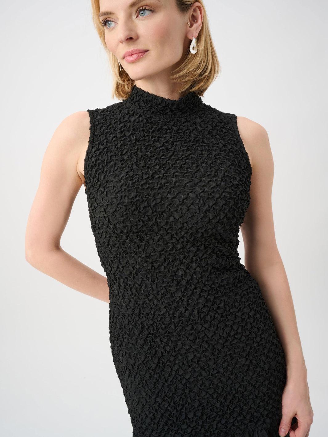Joseph Ribkoff Textured Midi Dress In Black 263133-Nicola Ross