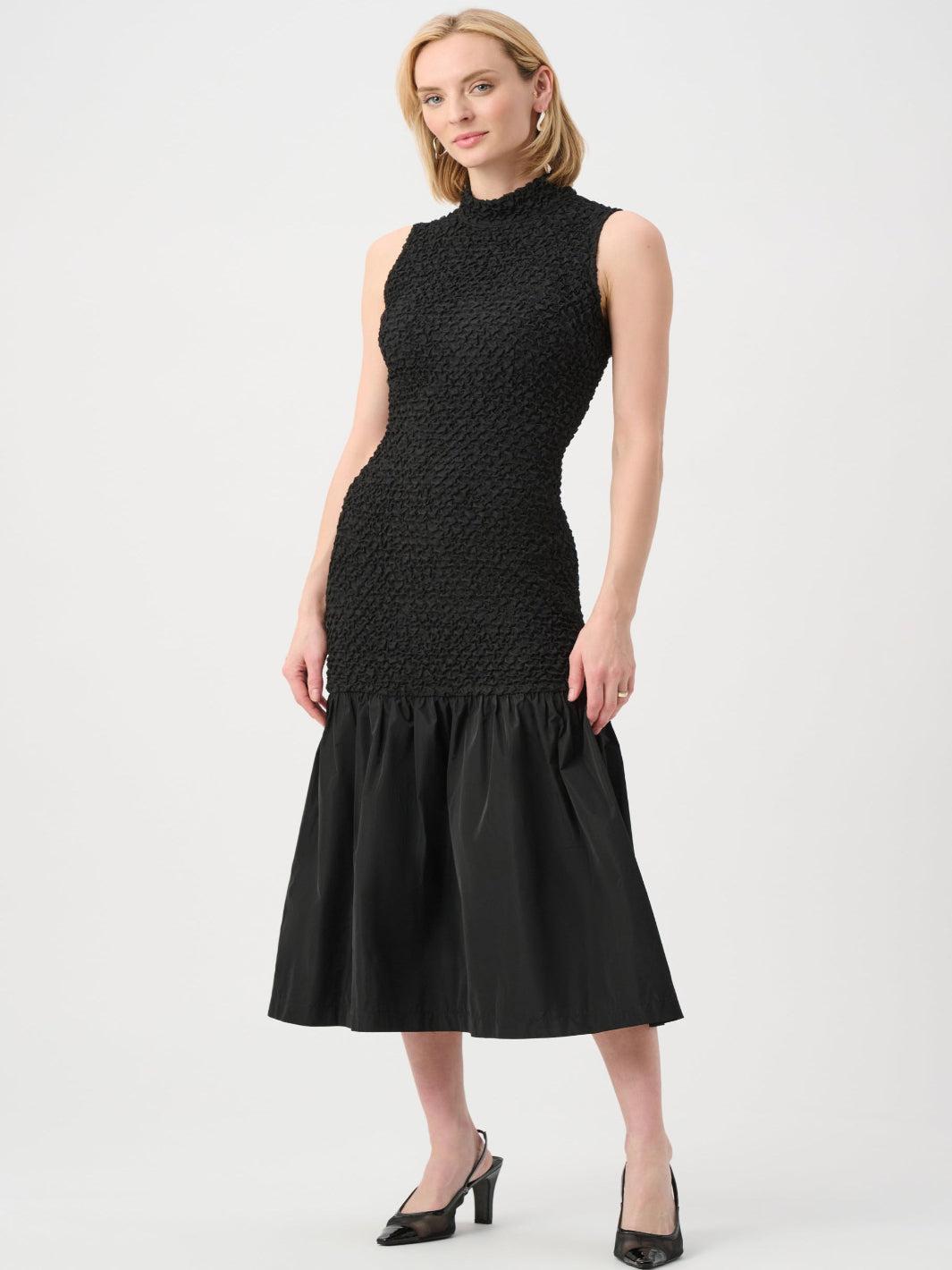 Joseph Ribkoff Textured Midi Dress In Black 263133-Nicola Ross