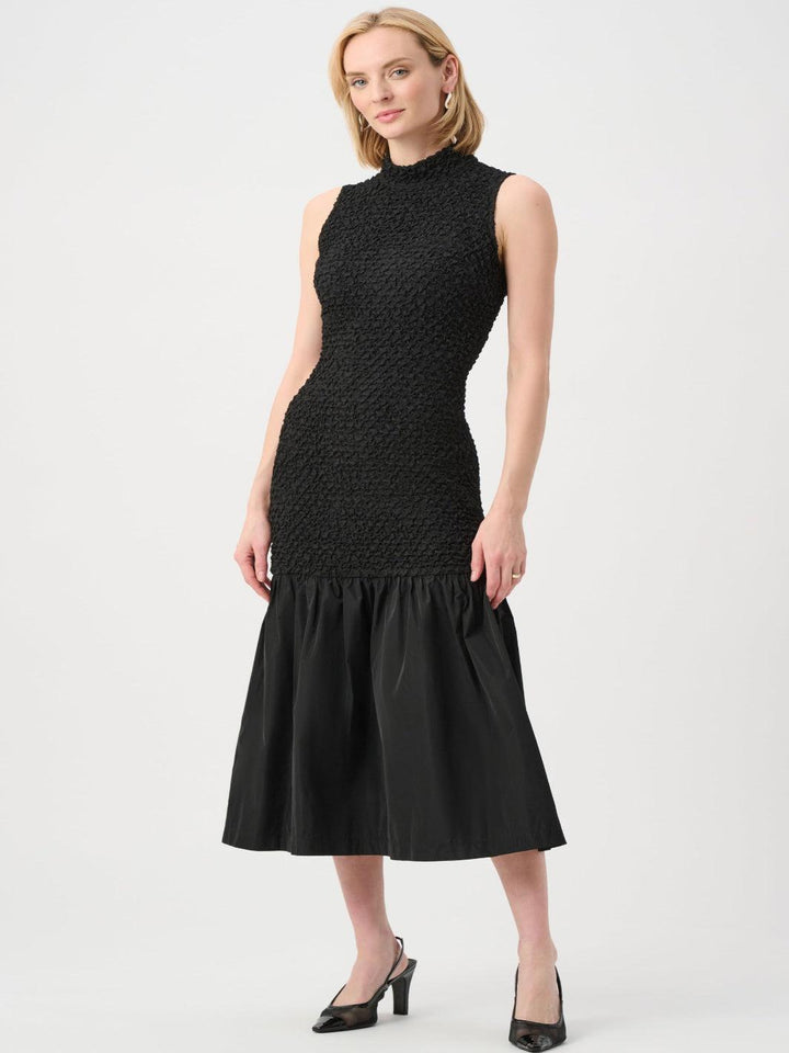 Joseph Ribkoff Textured Midi Dress In Black 263133-Nicola Ross