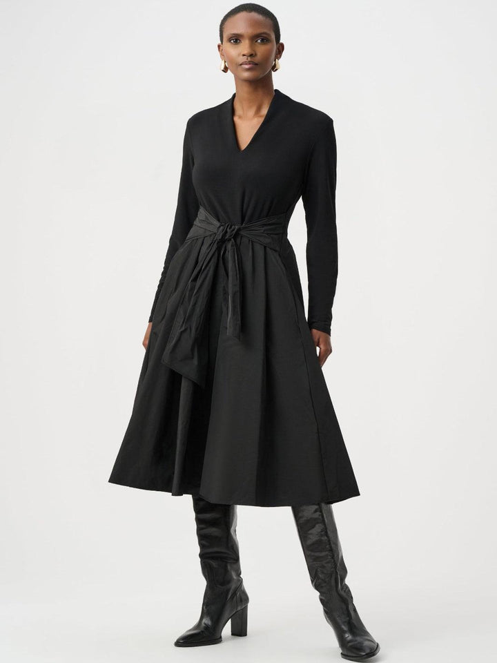 Joseph Ribkoff Tie Waist Midi Dress In Black 263145-Nicola Ross