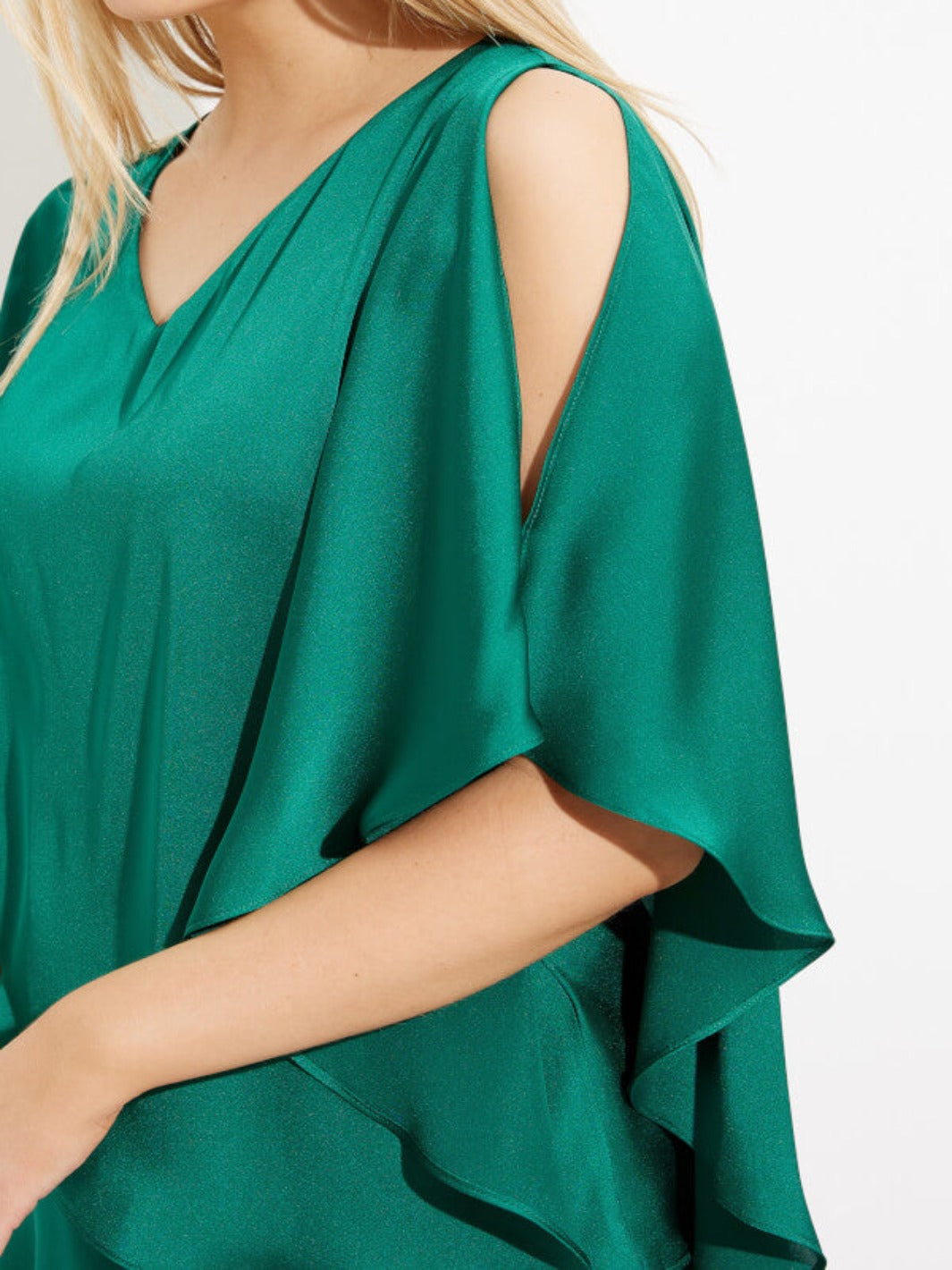 Joseph Ribkoff Tiered Satin Blouse In Emerald Green 233754-Nicola Ross