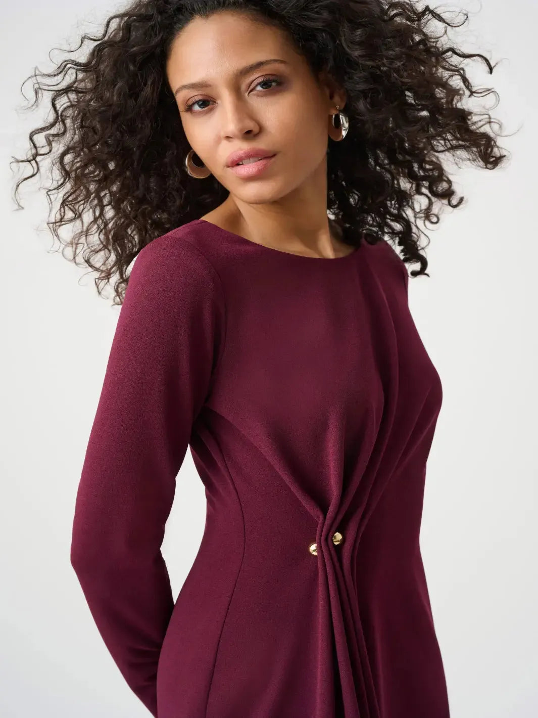 Joseph Ribkoff Twist Detail Midi Dress In Elderberry 263178-Nicola Ross