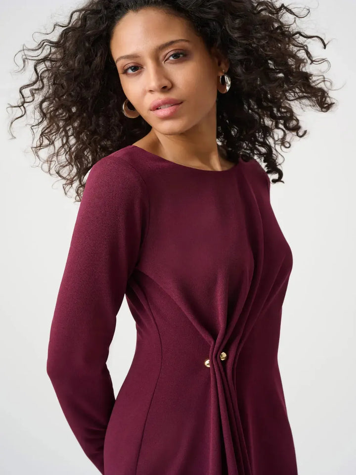 Joseph Ribkoff Twist Detail Midi Dress In Elderberry 263178-Nicola Ross
