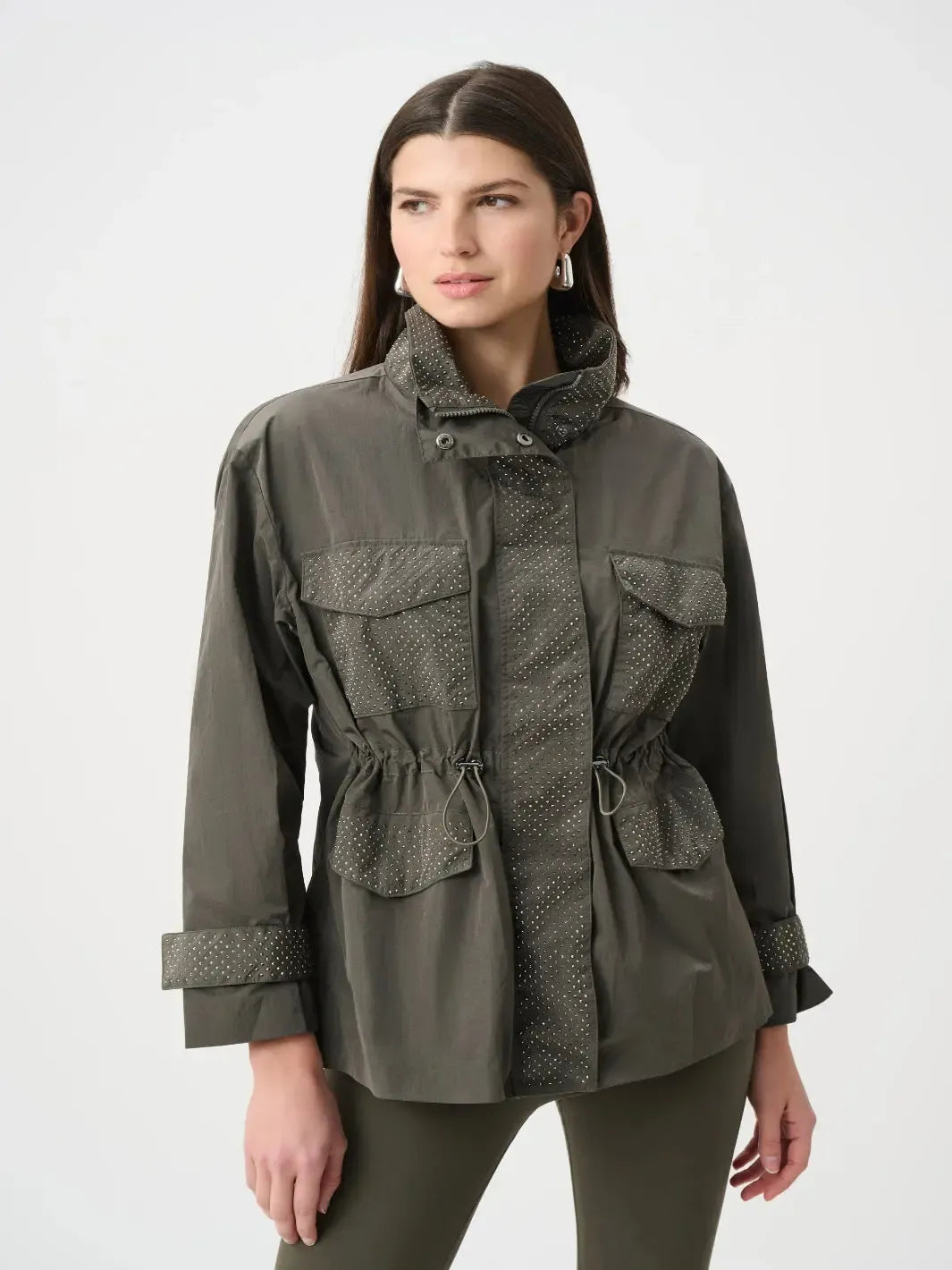 Joseph Ribkoff Utility Jacket with Embellishment In Avocado 263633-Nicola Ross
