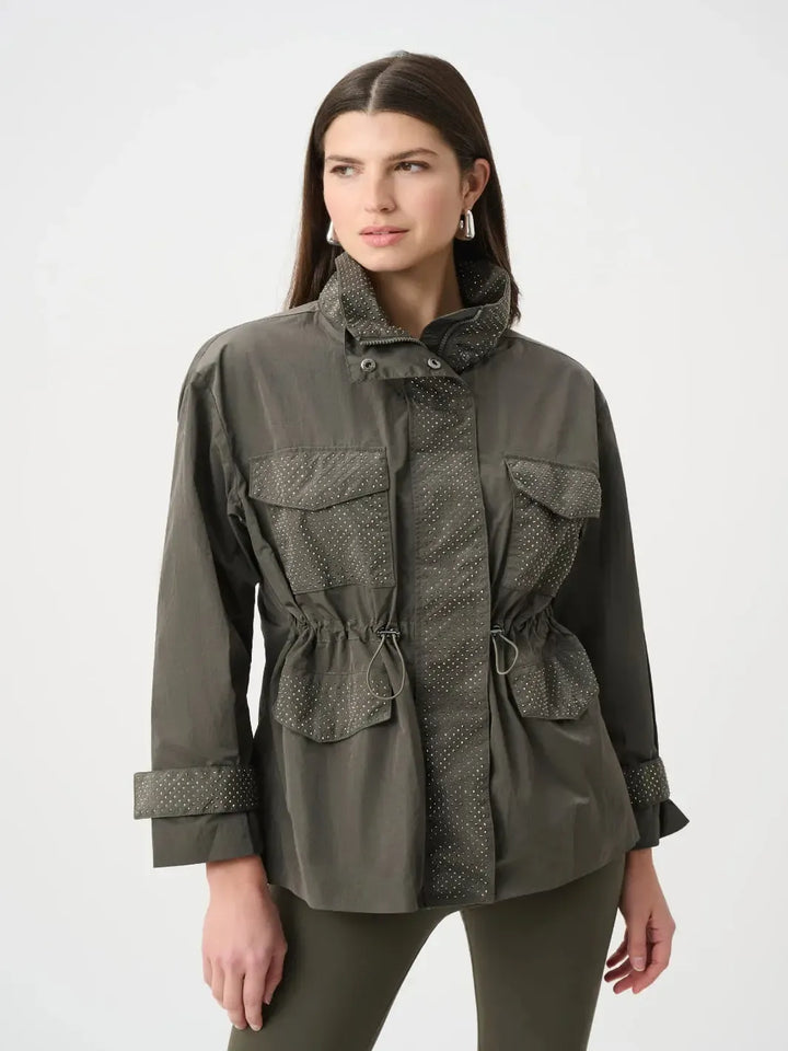 Joseph Ribkoff Utility Jacket with Embellishment In Avocado 263633-Nicola Ross
