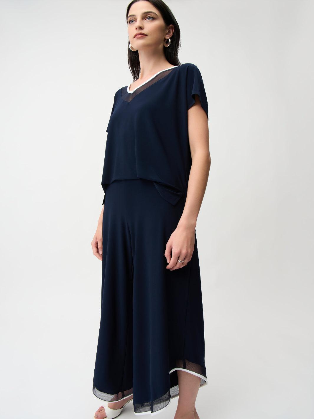 Joseph Ribkoff V-neck Jumpsuit In Midnight Blue/Vanilla 261012-Nicola Ross