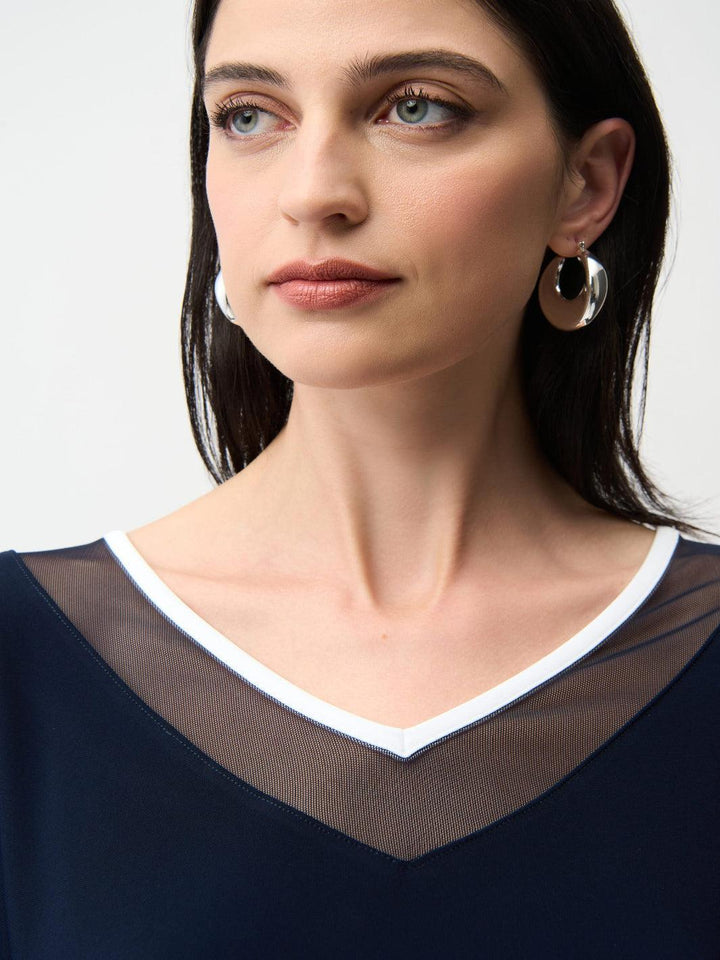 Joseph Ribkoff V-neck Jumpsuit In Midnight Blue/Vanilla 261012-Nicola Ross