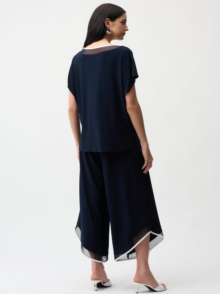 Joseph Ribkoff V-neck Jumpsuit In Midnight Blue/Vanilla 261012-Nicola Ross