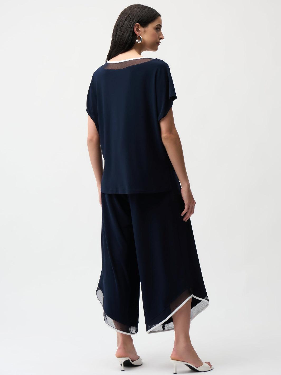 Joseph Ribkoff V-neck Jumpsuit In Midnight Blue/Vanilla 261012