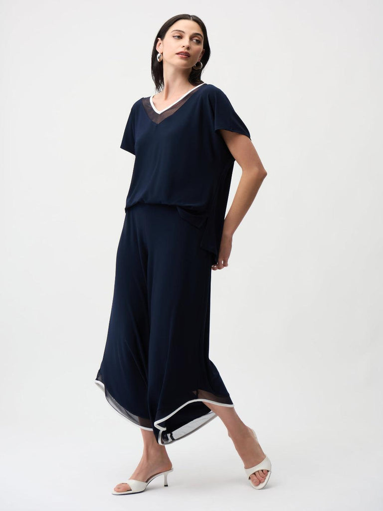Joseph Ribkoff V-neck Jumpsuit In Midnight Blue/Vanilla 261012