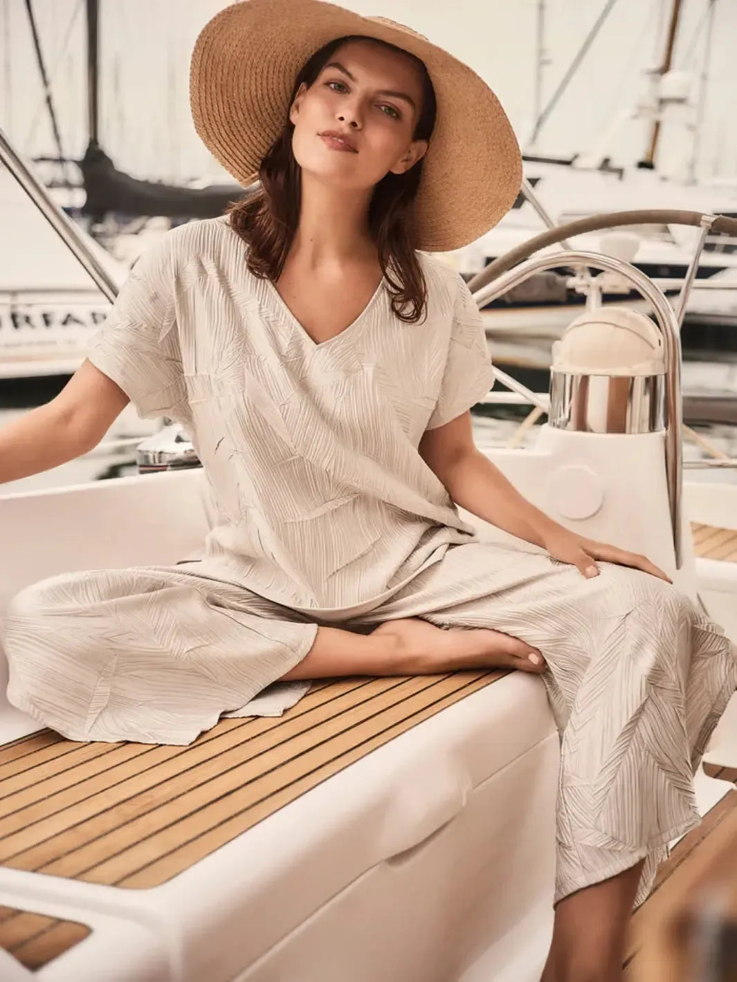 Joseph Ribkoff V-neck Relaxed Fit Top In Moonstone 261160-Nicola Ross