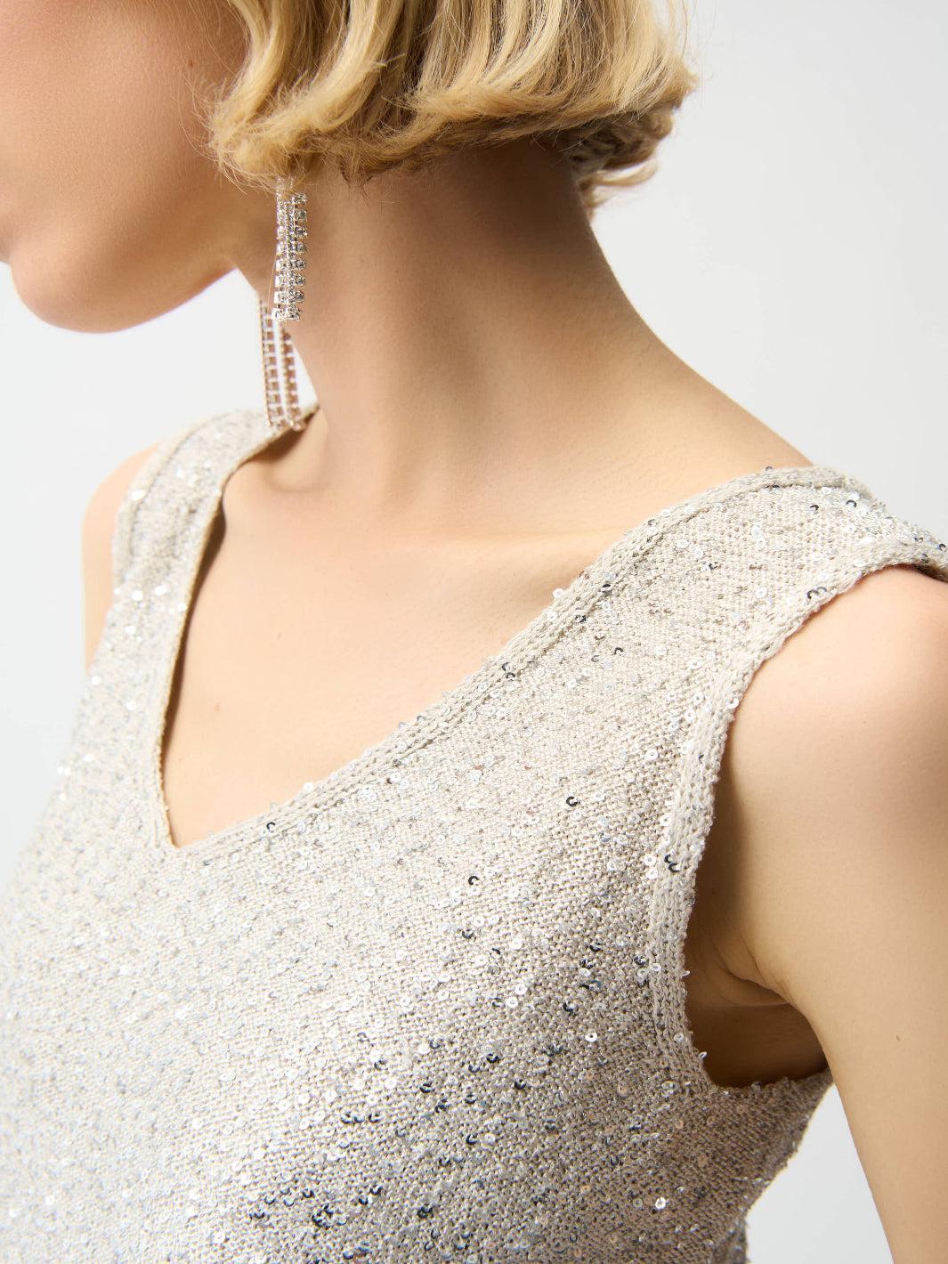 Joseph Ribkoff V-neck Sleeveless Top In Moonstone 261914-Nicola Ross