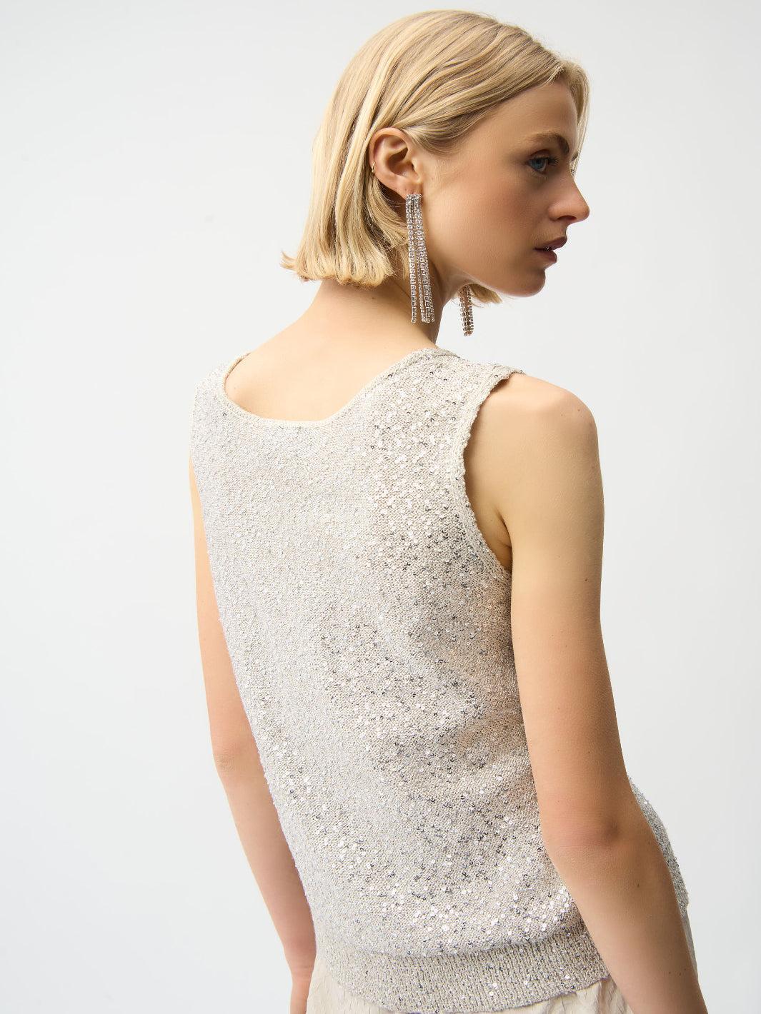 Joseph Ribkoff V-neck Sleeveless Top In Moonstone 261914-Nicola Ross