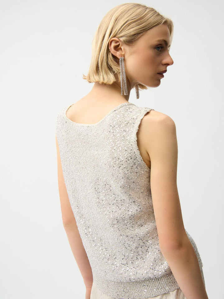 Joseph Ribkoff V-neck Sleeveless Top In Moonstone 261914-Nicola Ross