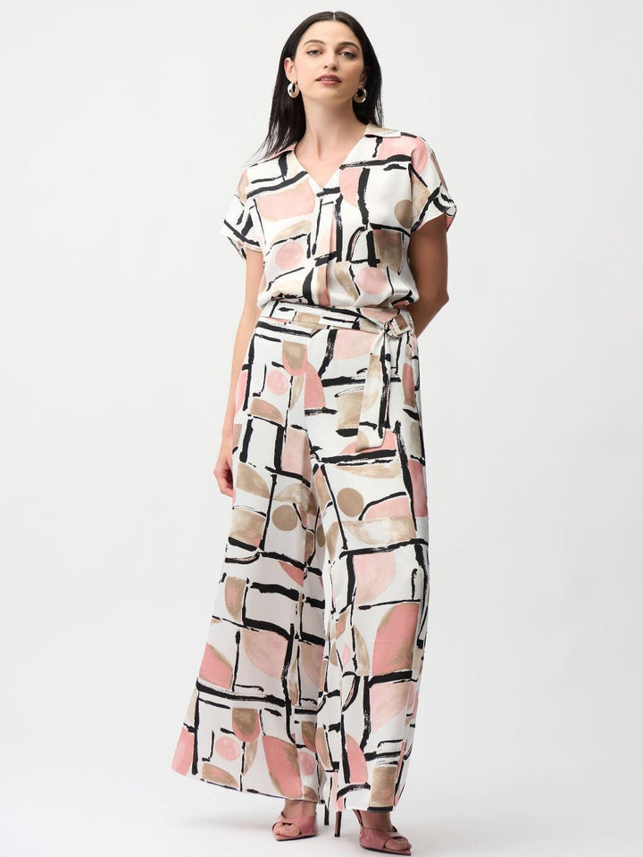 Joseph Ribkoff V-neck Top In Vanilla/Multi 261308-Nicola Ross
