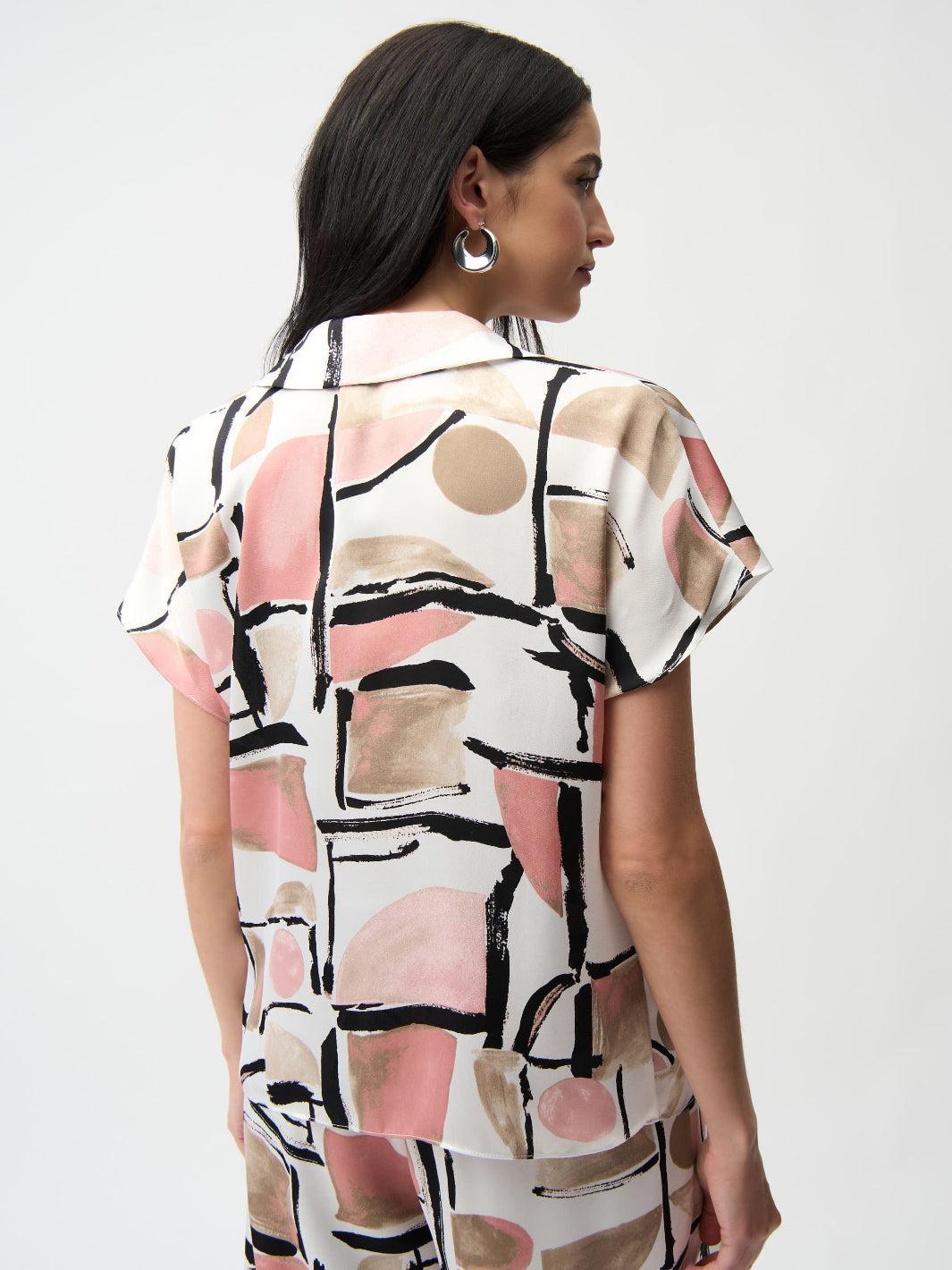 Joseph Ribkoff V-neck Top In Vanilla/Multi 261308-Nicola Ross