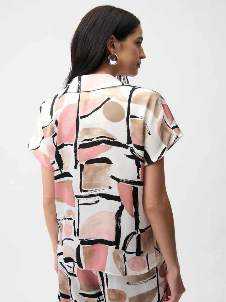 Joseph Ribkoff V-neck Top In Vanilla/Multi 261308-Nicola Ross