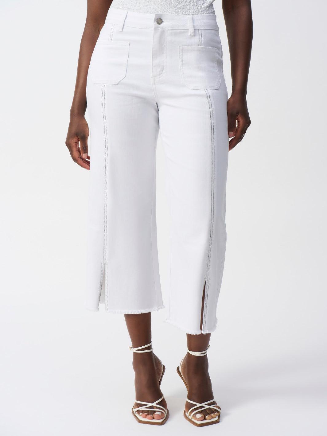 Joseph Ribkoff Varsity Striped High-rise Trousers In White 251901-Nicola Ross