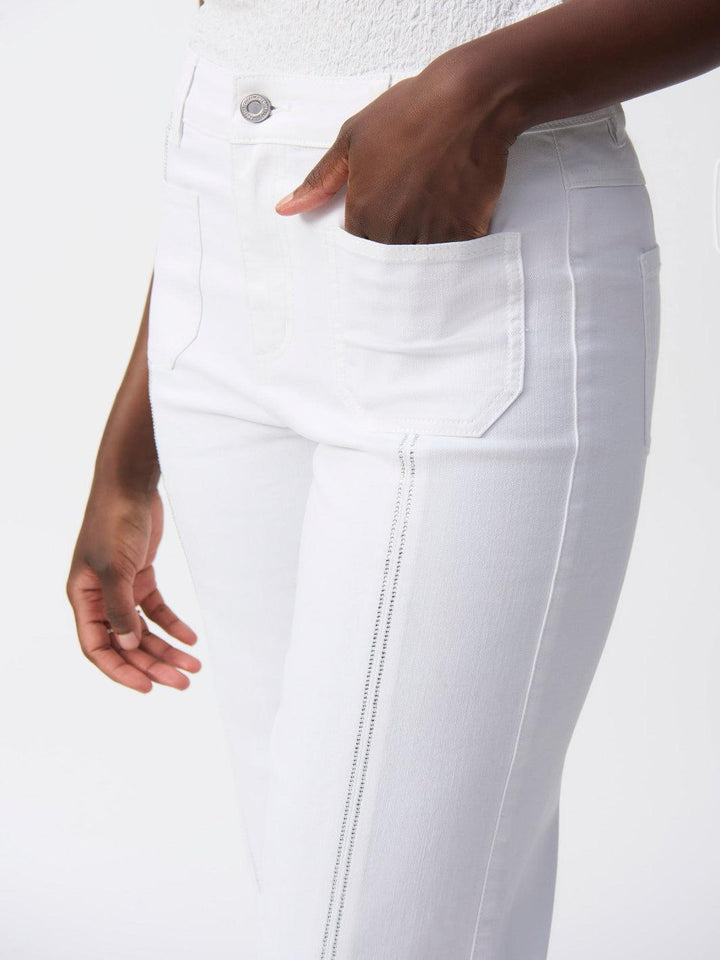Joseph Ribkoff Varsity Striped High-rise Trousers In White 251901-Nicola Ross