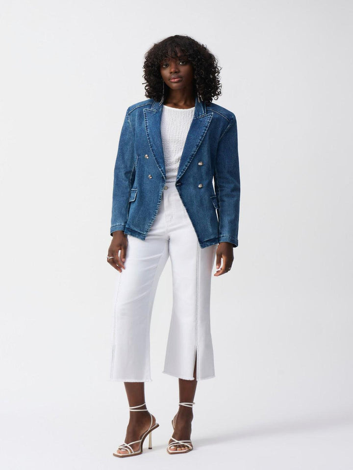 Joseph Ribkoff Varsity Striped High-rise Trousers In White 251901-Nicola Ross