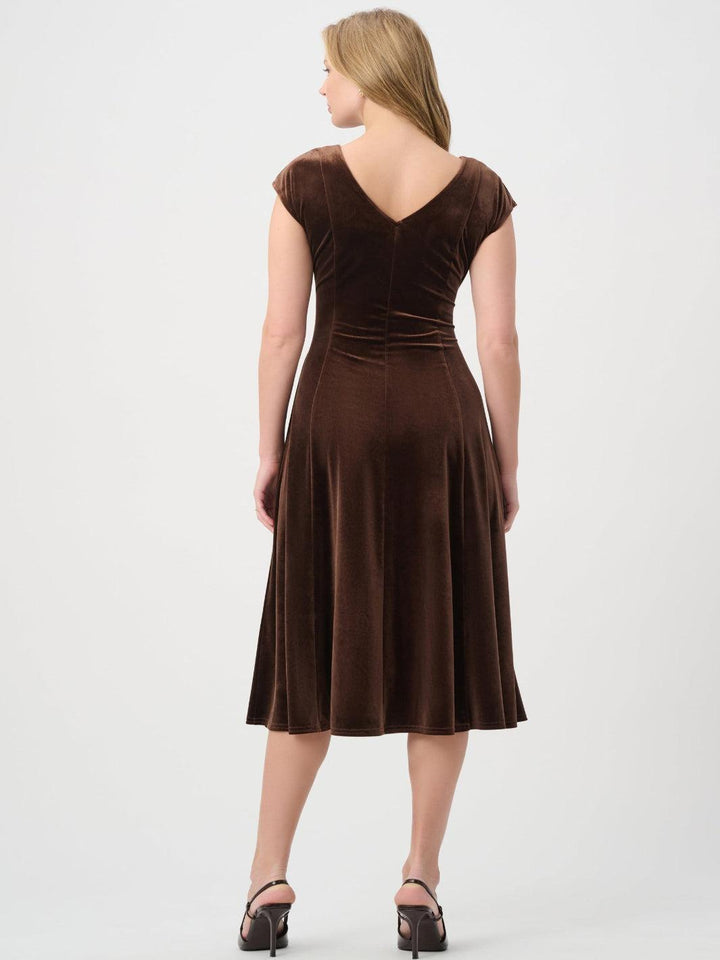 Joseph Ribkoff Velvet Midi Dress In Mahogany 264209-Nicola Ross