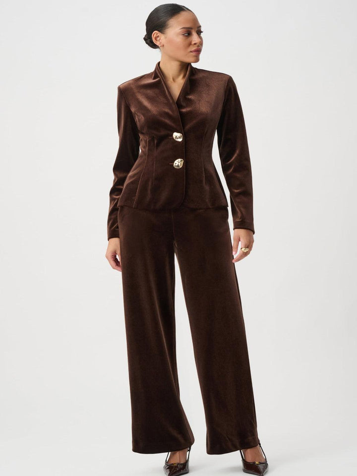 Joseph Ribkoff Velvet Tailored Blazer In Mahogony 264154-Nicola Ross