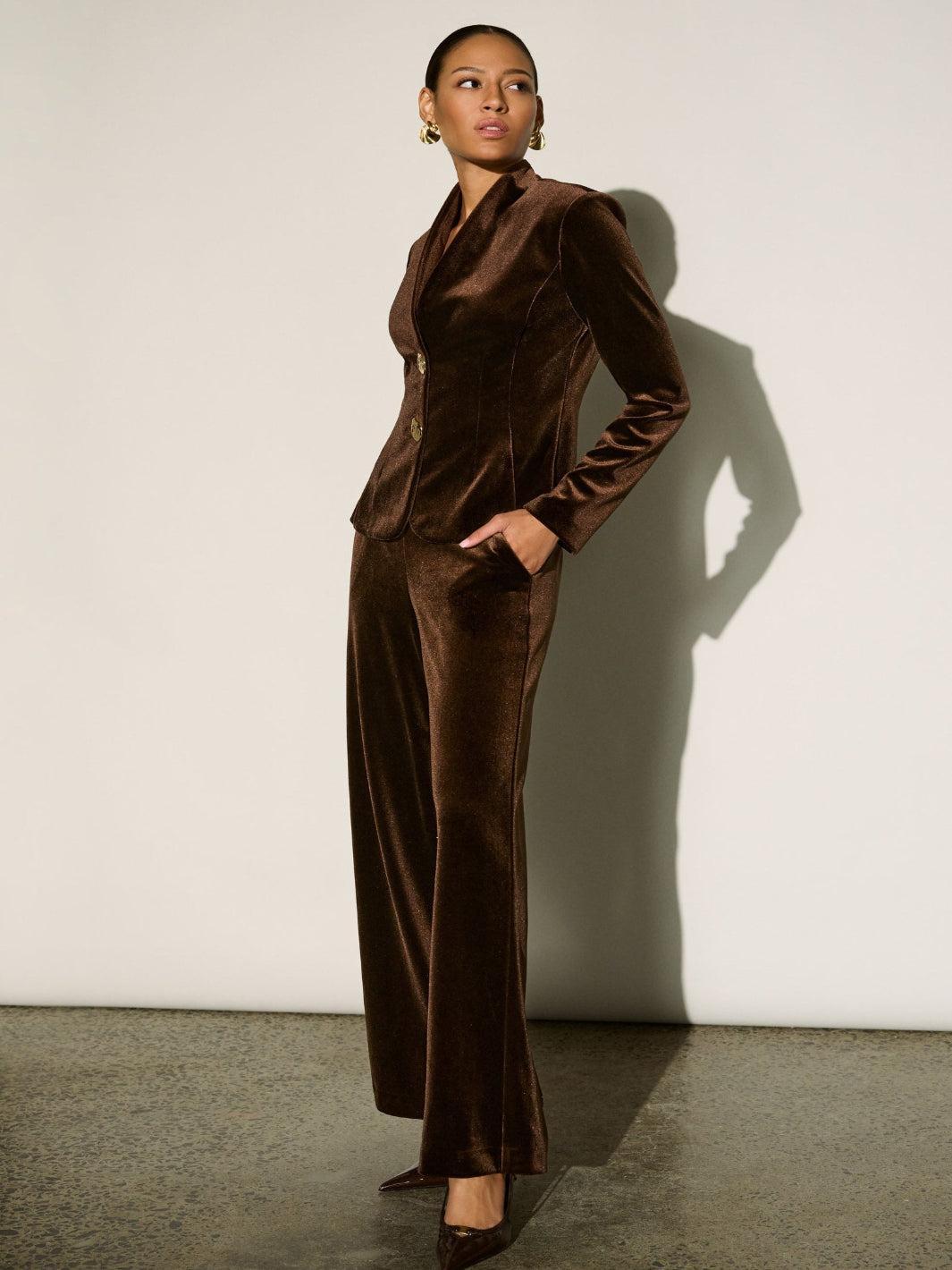 Joseph Ribkoff Velvet Trousers In Brown 264170-Nicola Ross