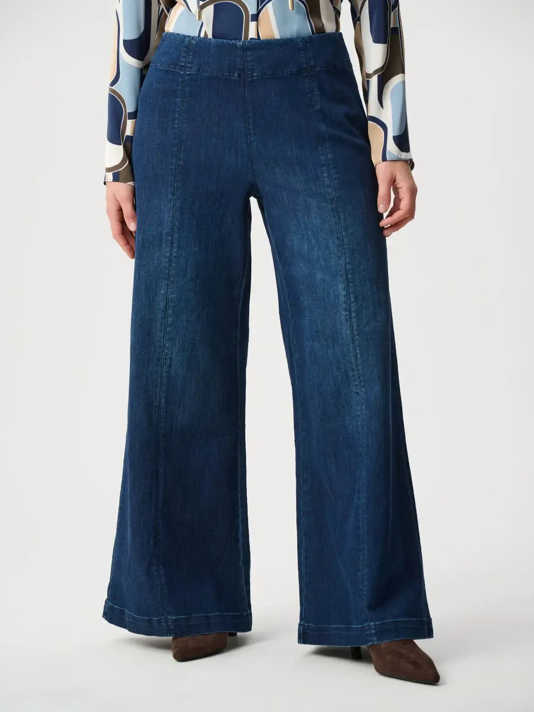 Joseph Ribkoff Wide Leg Denim Trouser In Dark Blue 263901-Nicola Ross