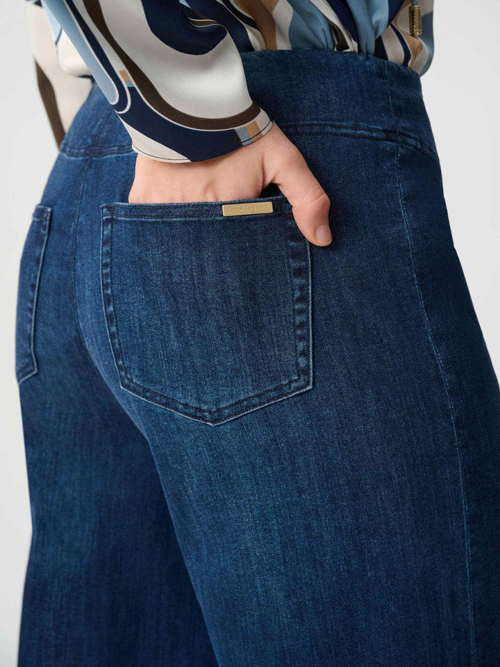 Joseph Ribkoff Wide Leg Denim Trouser In Dark Blue 263901-Nicola Ross