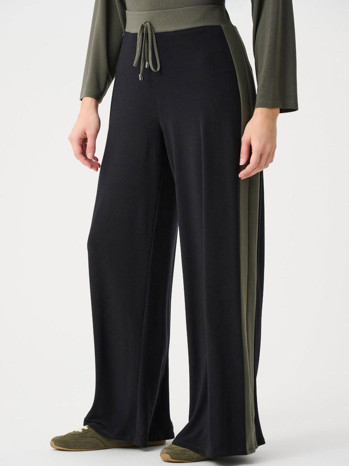Joseph Ribkoff Wide Leg Lounge Trousers In Black/Avocado 263607-Nicola Ross