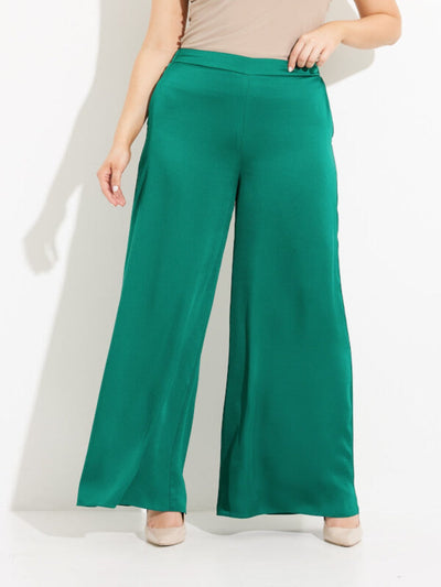 Joseph Ribkoff Wide Leg Satin Pants In Emerald Green 233785-Nicola Ross