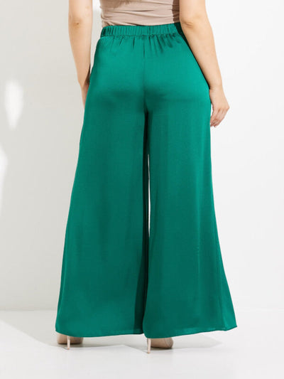 Joseph Ribkoff Wide Leg Satin Pants In Emerald Green 233785-Nicola Ross