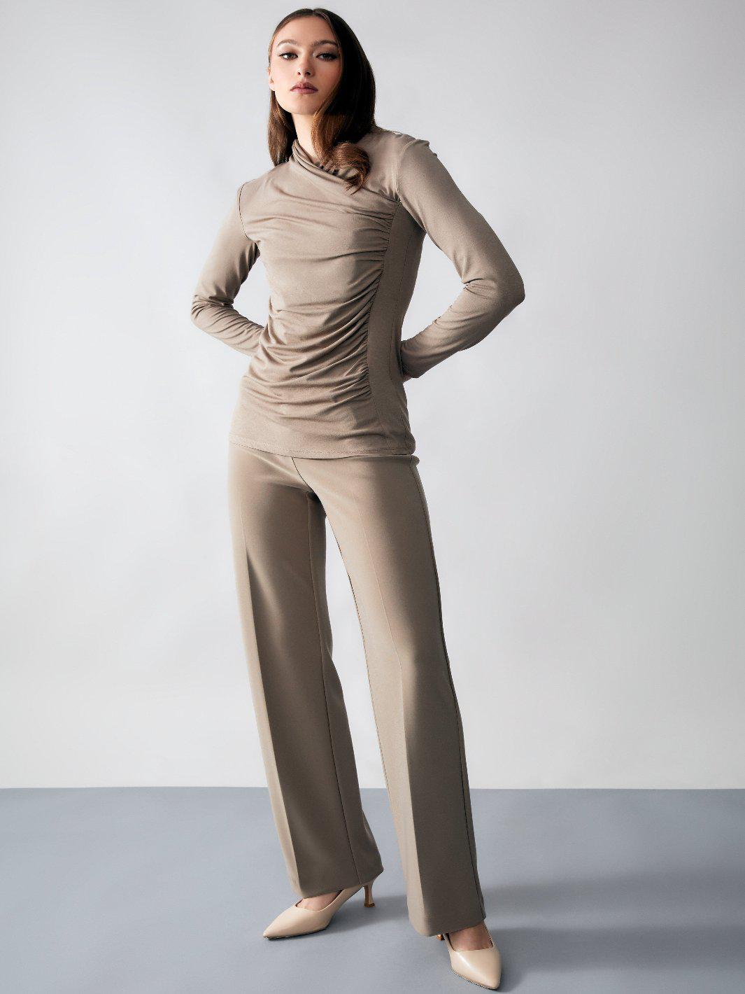 Joseph Ribkoff Wide Leg Trousers In Beige - 153088F24-Nicola Ross