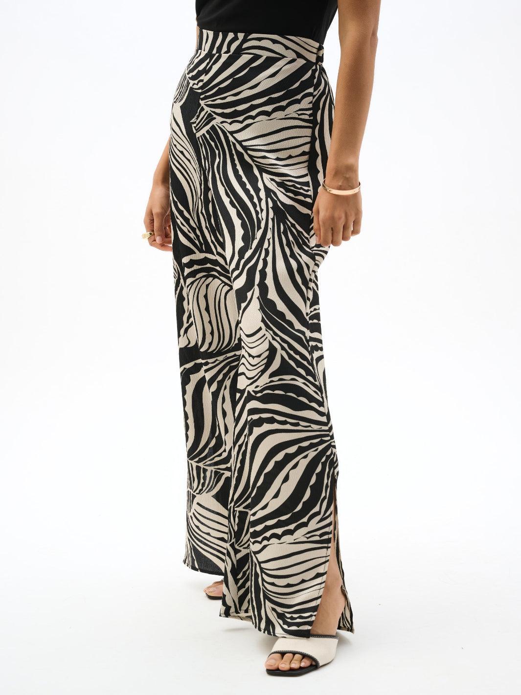 Joseph Ribkoff Wide-leg Abstract Trousers In Moonstone//Black 262257-Nicola Ross