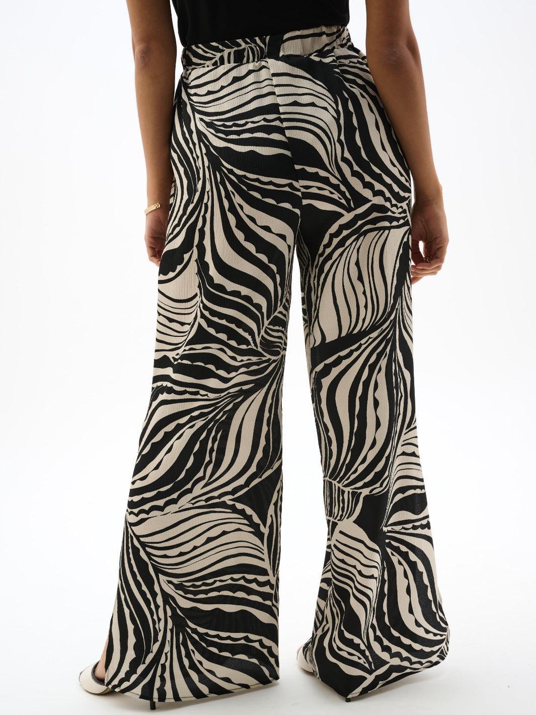 Joseph Ribkoff Wide-leg Abstract Trousers In Moonstone//Black 262257-Nicola Ross