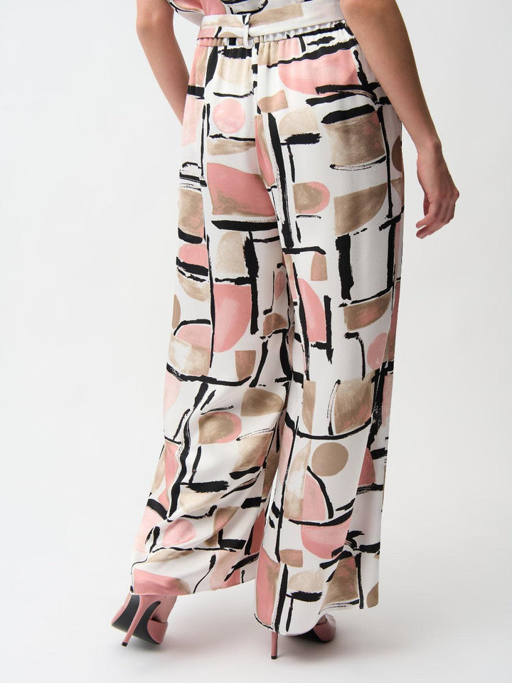 Joseph Ribkoff Wide-leg Abstract Trousers In Vanilla/Multi 261198-Nicola Ross