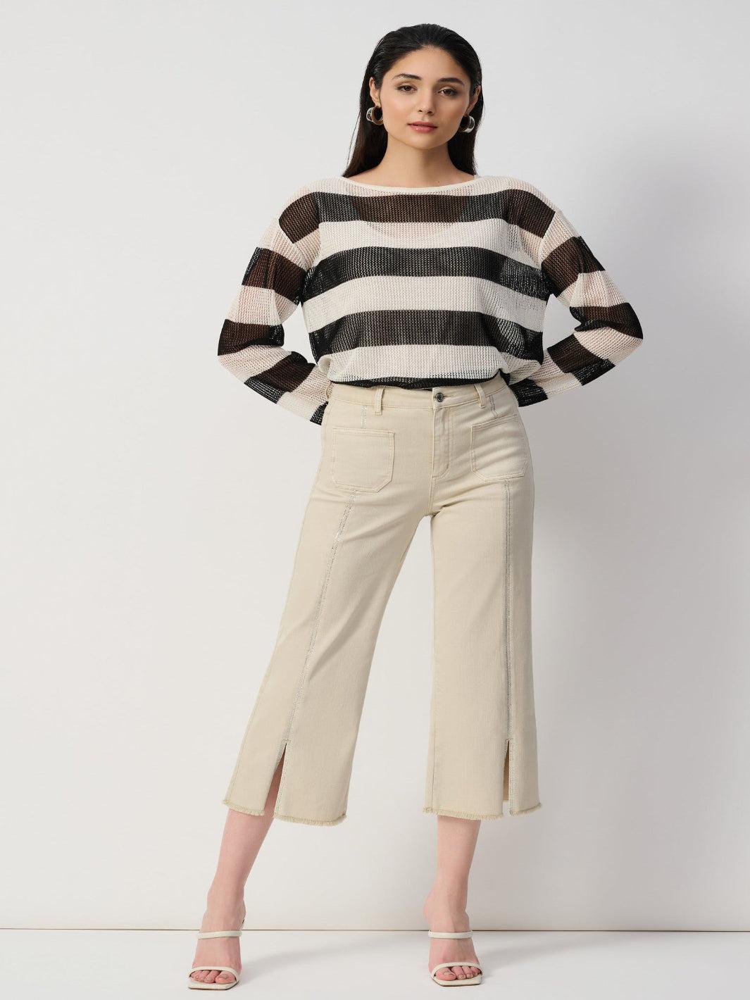 Joseph Ribkoff Wide-leg Cropped Jeans In Moonstone 251901S26-Nicola Ross