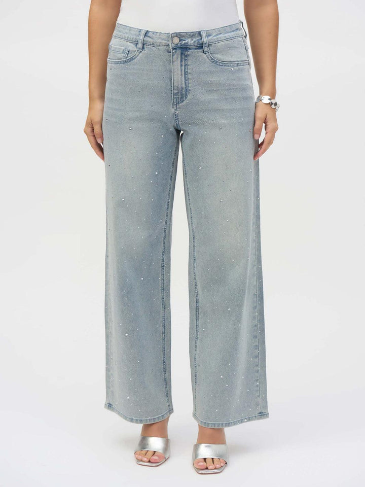 Joseph Ribkoff Wide-leg Mid-rise Jeans In Light Blue 252916-Nicola Ross
