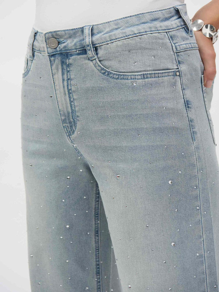 Joseph Ribkoff Wide-leg Mid-rise Jeans In Light Blue 252916-Nicola Ross