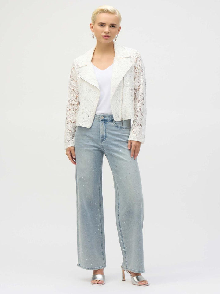 Joseph Ribkoff Wide-leg Mid-rise Jeans In Light Blue 252916-Nicola Ross