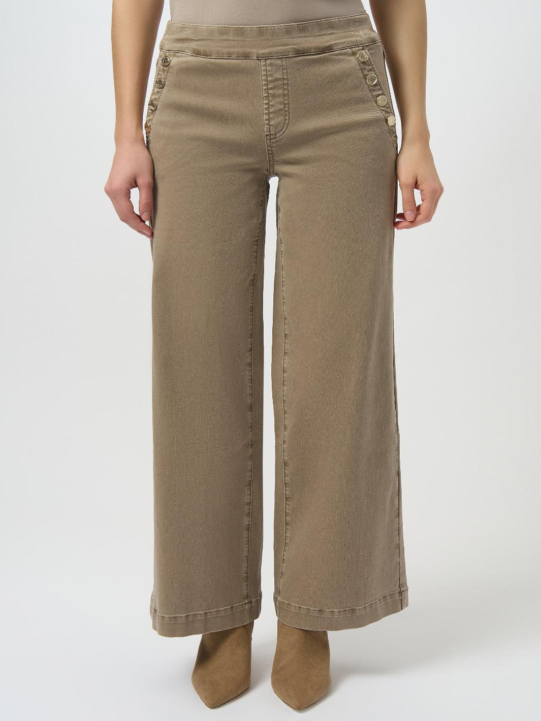 Joseph Ribkoff Wide-leg Mid-rise Trousers In Fawn 254919-Nicola Ross