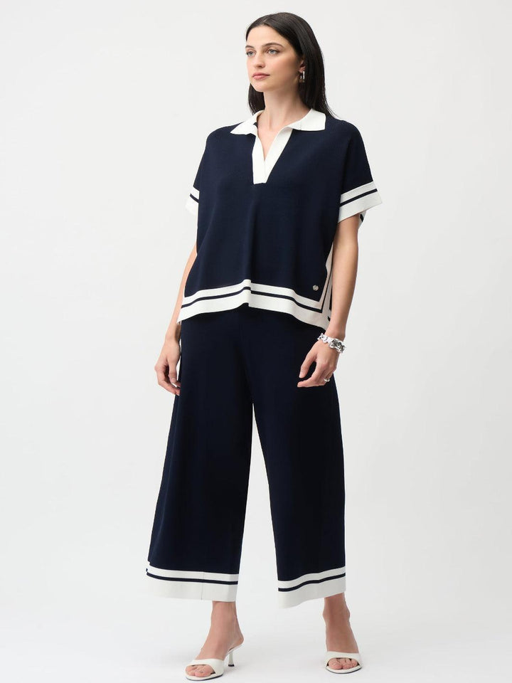 Joseph Ribkoff Wide-leg Trousers In Midnight Navy/Vanilla 261942-Nicola Ross