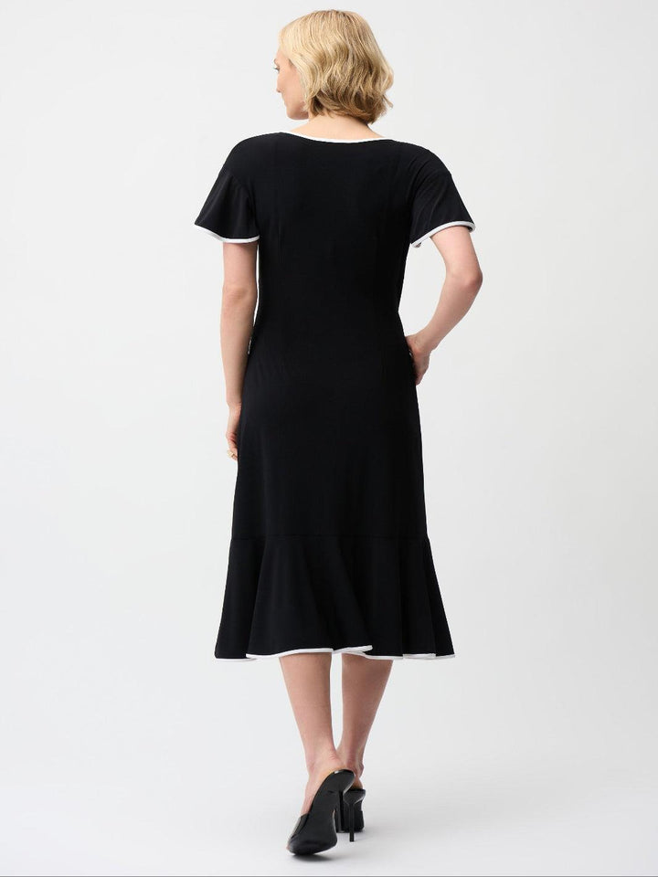 Joseph Ribkoff Wrap Dress In Black/Vanilla 261013-Nicola Ross