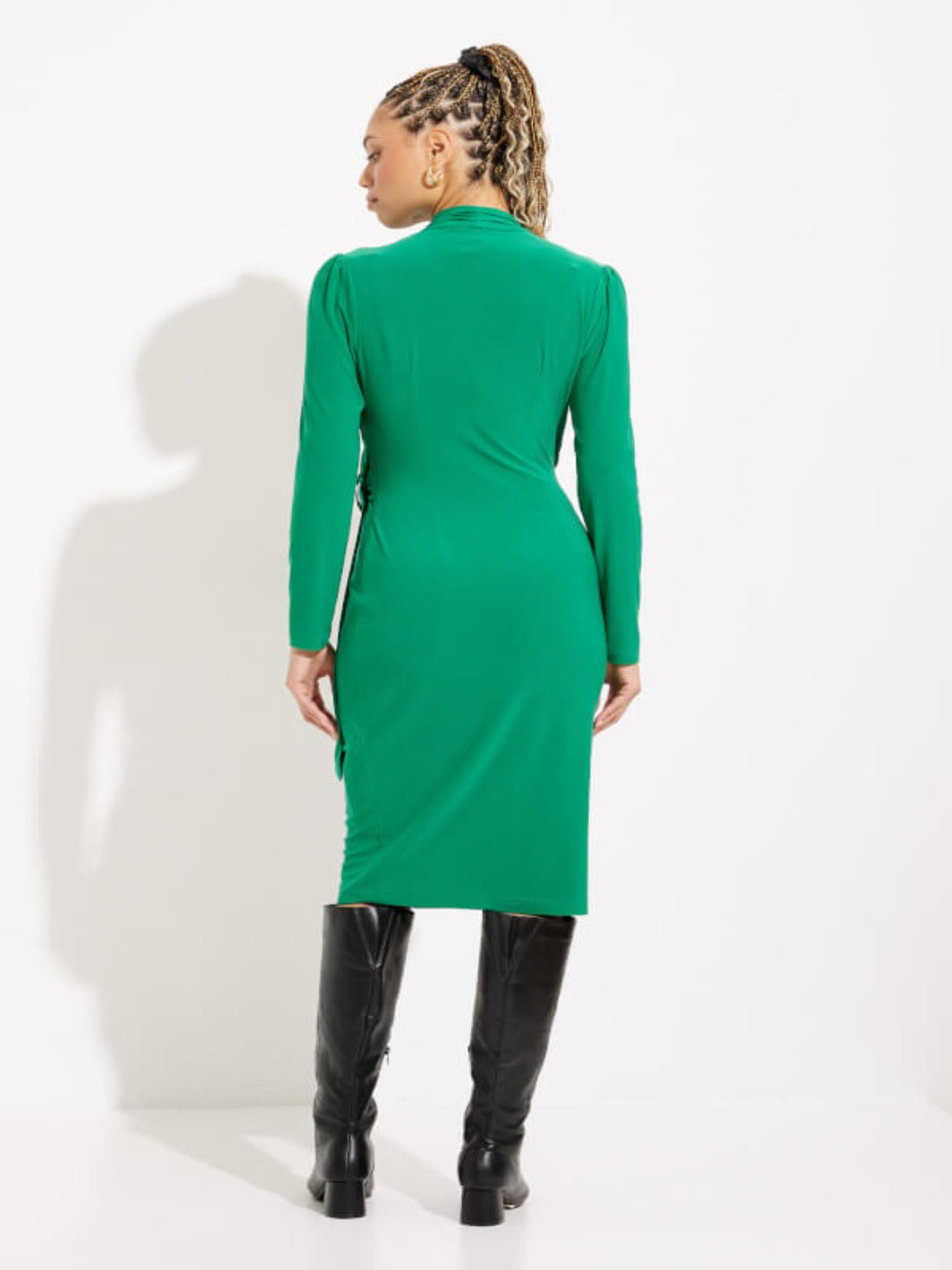 Joseph Ribkoff - Wrap Front Belted Dress in Green 233119-Nicola Ross