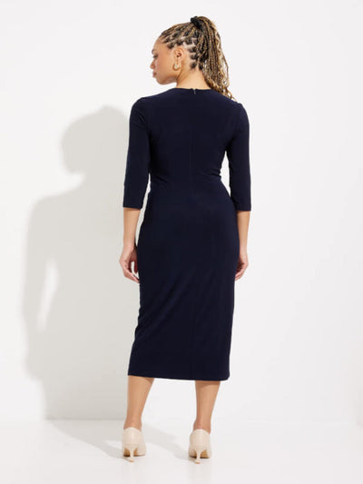 Joseph Ribkoff - Wrap Front Buckle Detail Dress in Midnight Blue 223121TT-Nicola Ross